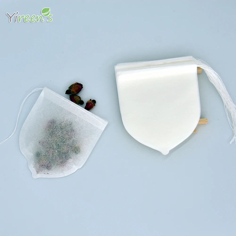 1000Pcs 50×60 MM Creative Water-drop Shape Paper Tea Bags Disposable Coffee Filters With Strings Pointed Bottom