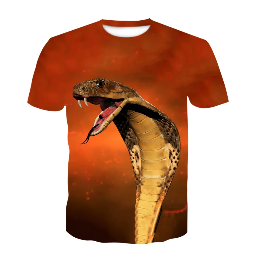 2022 New Snake Pattern Men\'s T-shirts Men\'s Animal 3D Short Sleeve Summer Casual Tops Fashion O-Neck Shirts Street Clothing