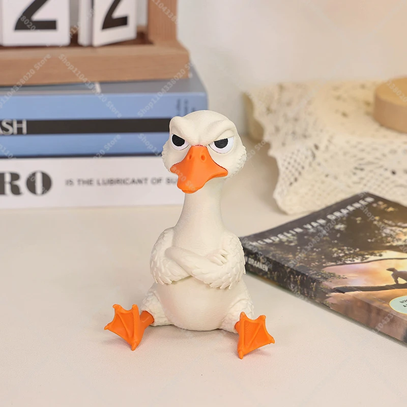 Grumpy Animal Goose/Dachshund Figurine - Angry Duck Desk Decor, Funny Lazy Dog Ornament, Quirky Gift