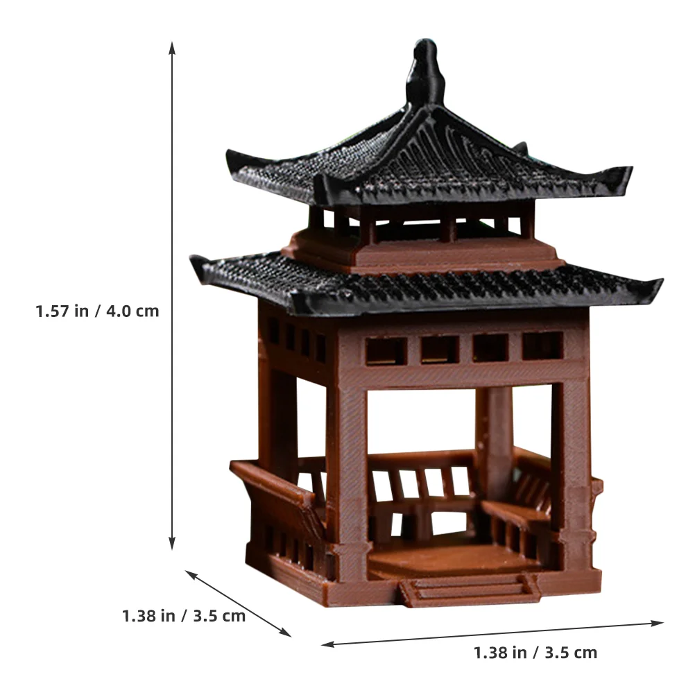 Pavilion Small Ornaments Aquarium Pagoda Statue Outdoor Garden Decorations Metal Desktop Simulation Models