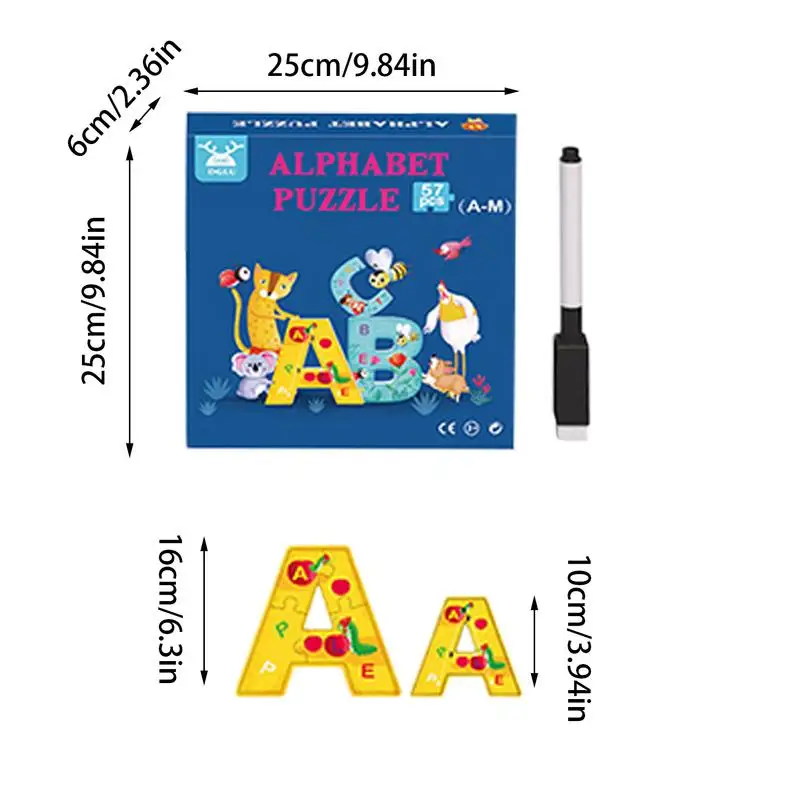Kinder-Puzzles, Spielzeug, Kinder-Alphabet-Puzzles, Lernspielzeug, Cartoon-Erkennungsspiel, 3–6 Jahre, Vorschulkinder, Spaß für Jungen und Mädchen, Klassenzimmer
