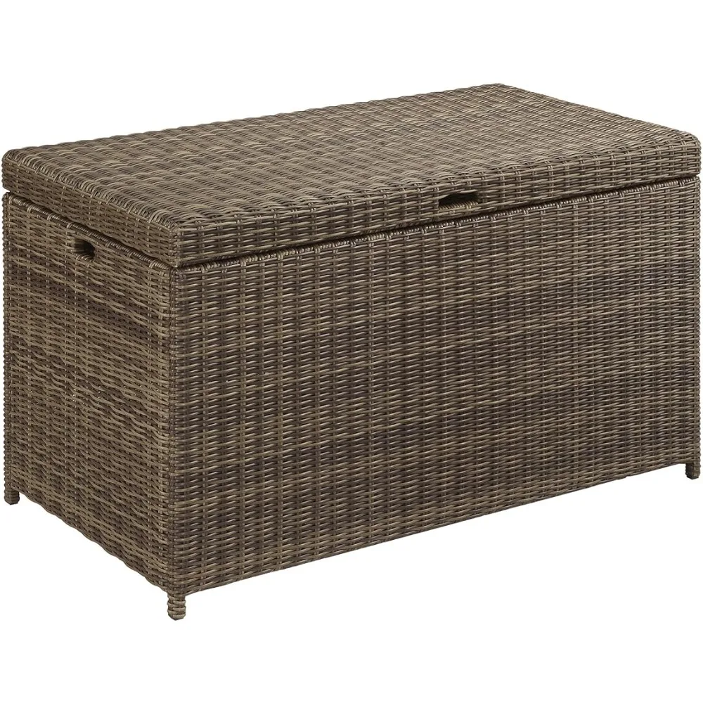 

CO7305-WB Bradenton Outdoor Wicker Storage Bin - Weathered Brown Camping Box Plastic Containers Open Closets Safe Deposit Basket