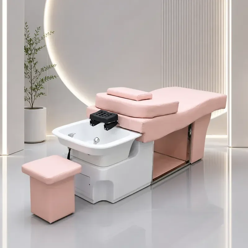 High End Fiberglass Shampoo Bed with Water Circulation Fumigation and Massage for Hair Barber Shop Beauty Treatment