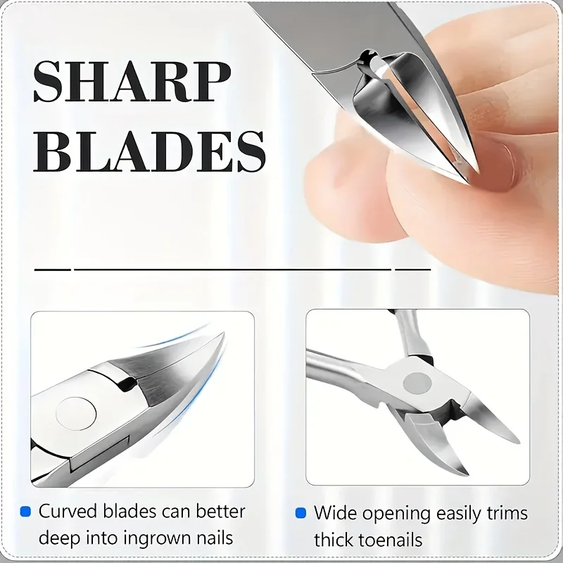 Kit de herramientas profesional para manicurista y pedicurista, 4 Uds., con cortaúñas, tijeras curvas, lima de uñas, amoladora y cortaúñas empujador