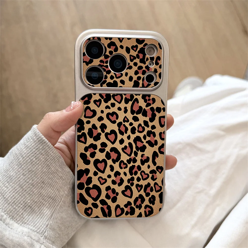 Luxuriöse Handyhülle aus Cortex-Leder mit Leopardenmuster für iPhone 17 Pro Max 18 Pro 12 13 14 15 16 11, stoßfeste Schutzhülle