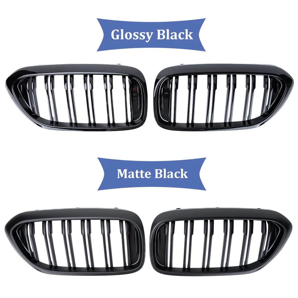 ABS Double Slats Gloss Black Front Kidney Grille Grill  For Bmw 5 Series G30 G38 525I 530I 540I 550I 2017-2020 Car Accessories