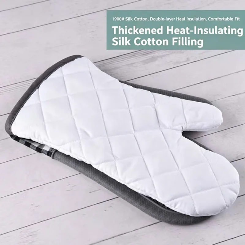Silicone Heat-Resistant Gloves and Pad Anti-scalding Gloves with Hand Clamp Non-slip Gloves Kitchen Oven Microwave Cooking Tools
