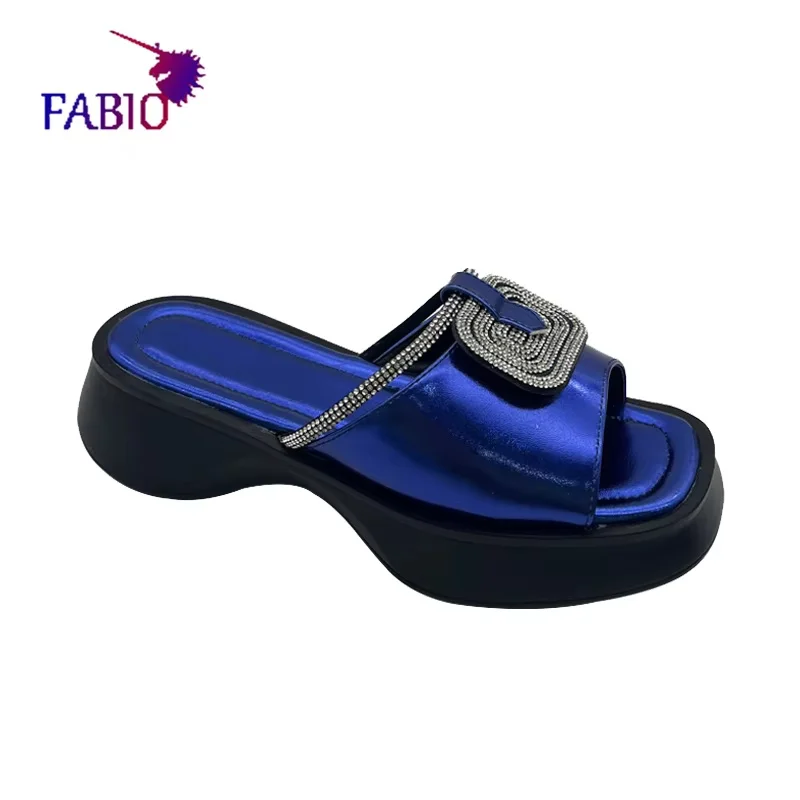 FABIO PENNY Women\'s Summer Slippers 2025 Diamond Bright Fashion Beach Party Casual Comfortable Elegant Slip-On Footwear