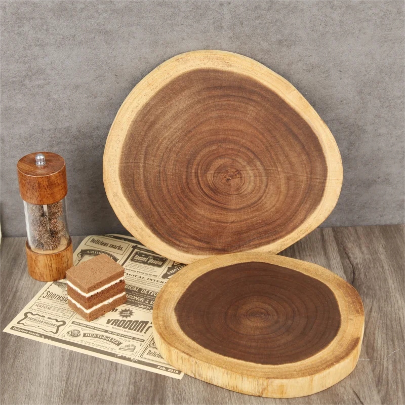 Acacia Wood Design Chopping Board Raw Wood Dining Board Irregular Integrated Chopping Board Outdoor Cooked Food Board ZD940