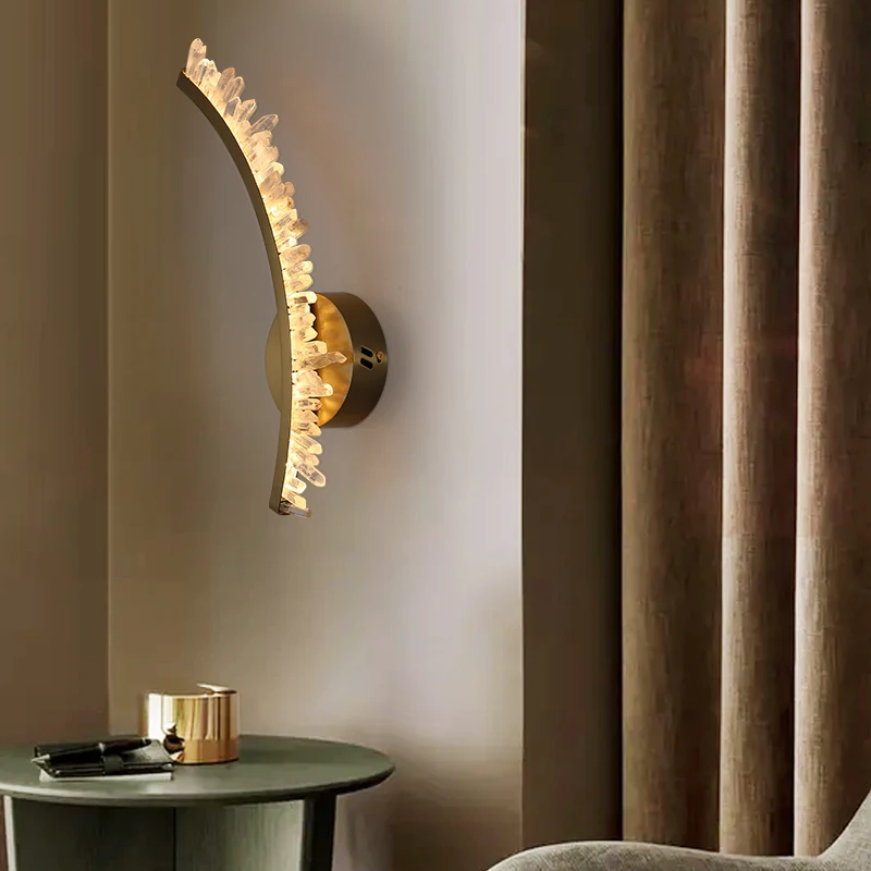 Imagem -04 - Crystal Gold Metal Wall Light Foyer Quarto Sconces Home Atmosfera Decoração Lâmpada Designer de Aço Inoxidável Natural