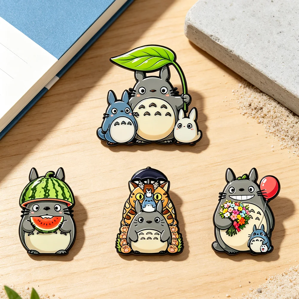 4pcs Anime Cartoon Cat Enamel Brooch Pins Wholesale Cute Forest Spirit Lapel Badges Fashion Accessory for Bag Clothing Collector
