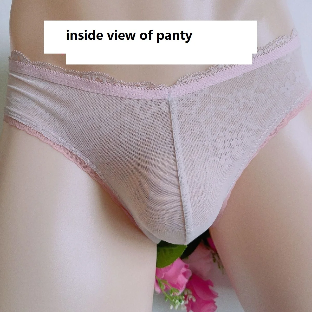 Calcinha de Renda Masculina Rosa BF