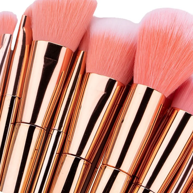 New12Rose الذهب فرشاة للمكياج دعوى البلاستيك مقبض أحمر الخدود ظلال العيون فرشاة أدوات التجميل