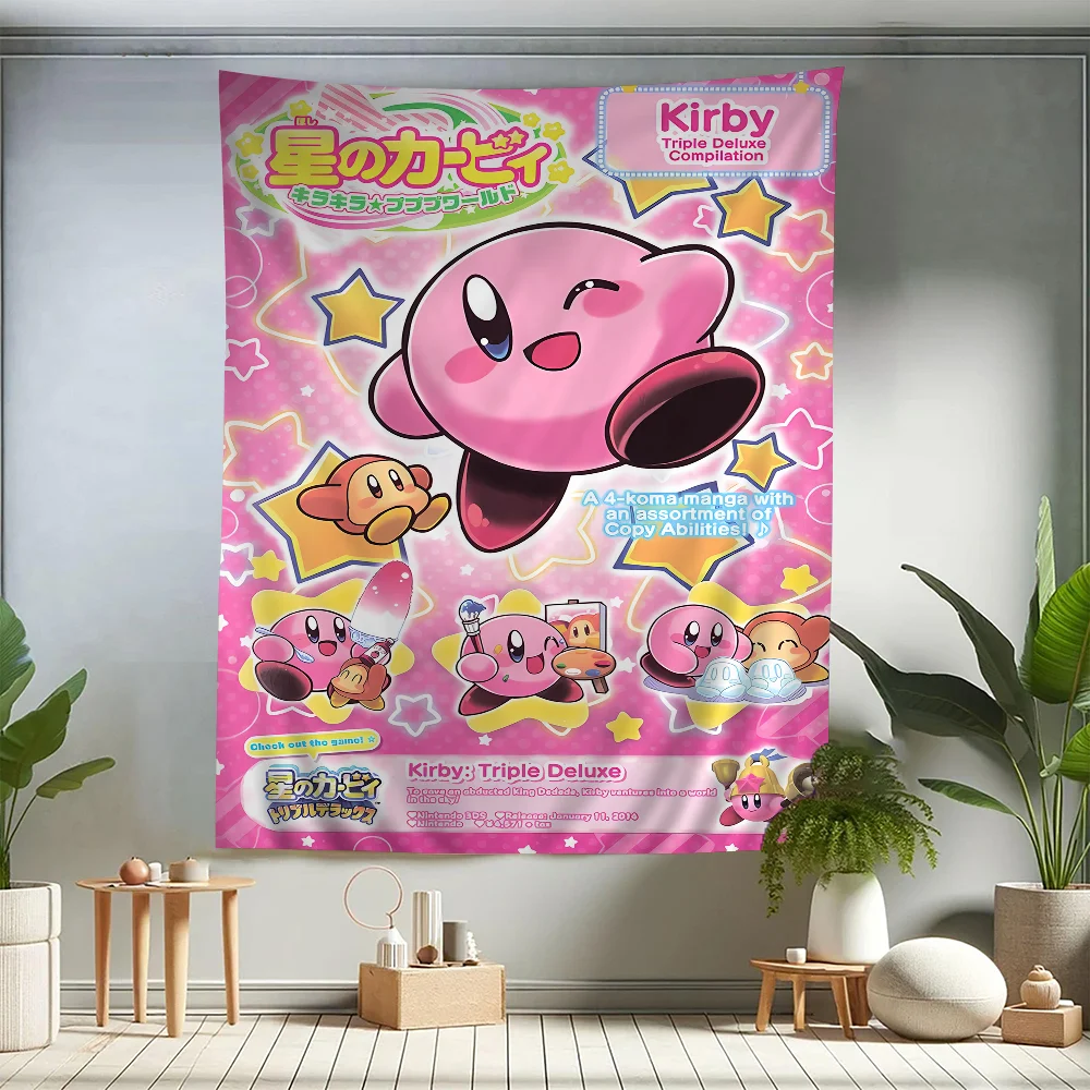 Cartoon Cute K-Kirby Chart Tapestry for Living Room Home Dorm Decor Art Home Decor