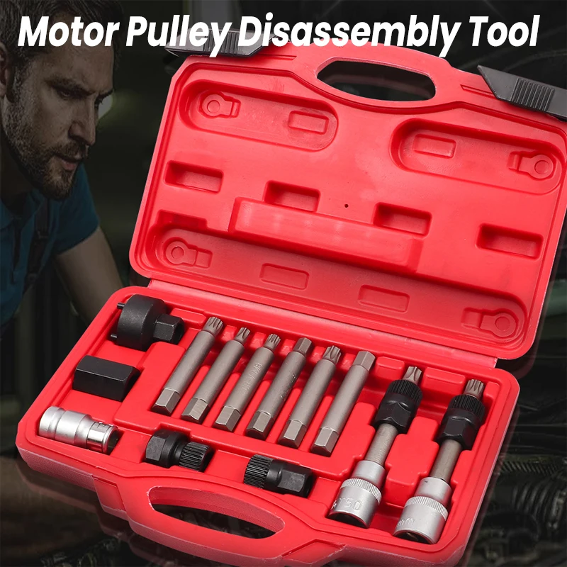 13Pcs Pulley Puller Remover Installer Kit Power Steering for Power Steering Alternators Hand-held Car Disassembly Tools