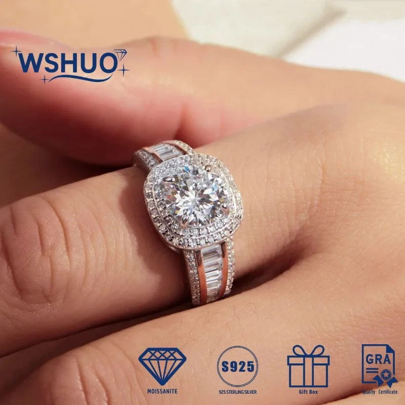 

2CT Full Moissanite Ring Princess Cut Women's S925 Silver Luxury Wedding Rings Engagement Fine Jewelry Gifts GRA Certification