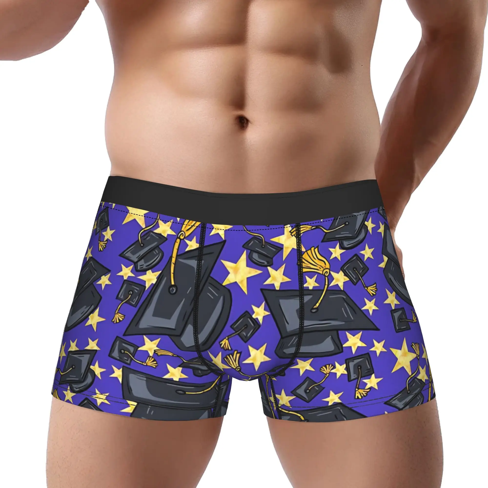 Stars And Graduation Caps class of 2026 Underpants Homme Panties Men's Underwear Comfortable Shorts Boxer Briefs