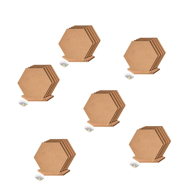 

36Pcs Hexagon Cork Board Tiles Self Adhesive Thick Corkboards For Wall Memo Boards Pin Board Decorative Bulletin Board