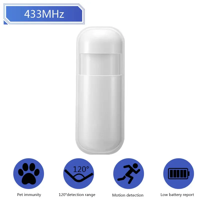 

Auto Pet-proof PIR Infrared Motion Sensor 433Mhz Alarm Detector With Flash Led Light for Smart Home Security Alarm System