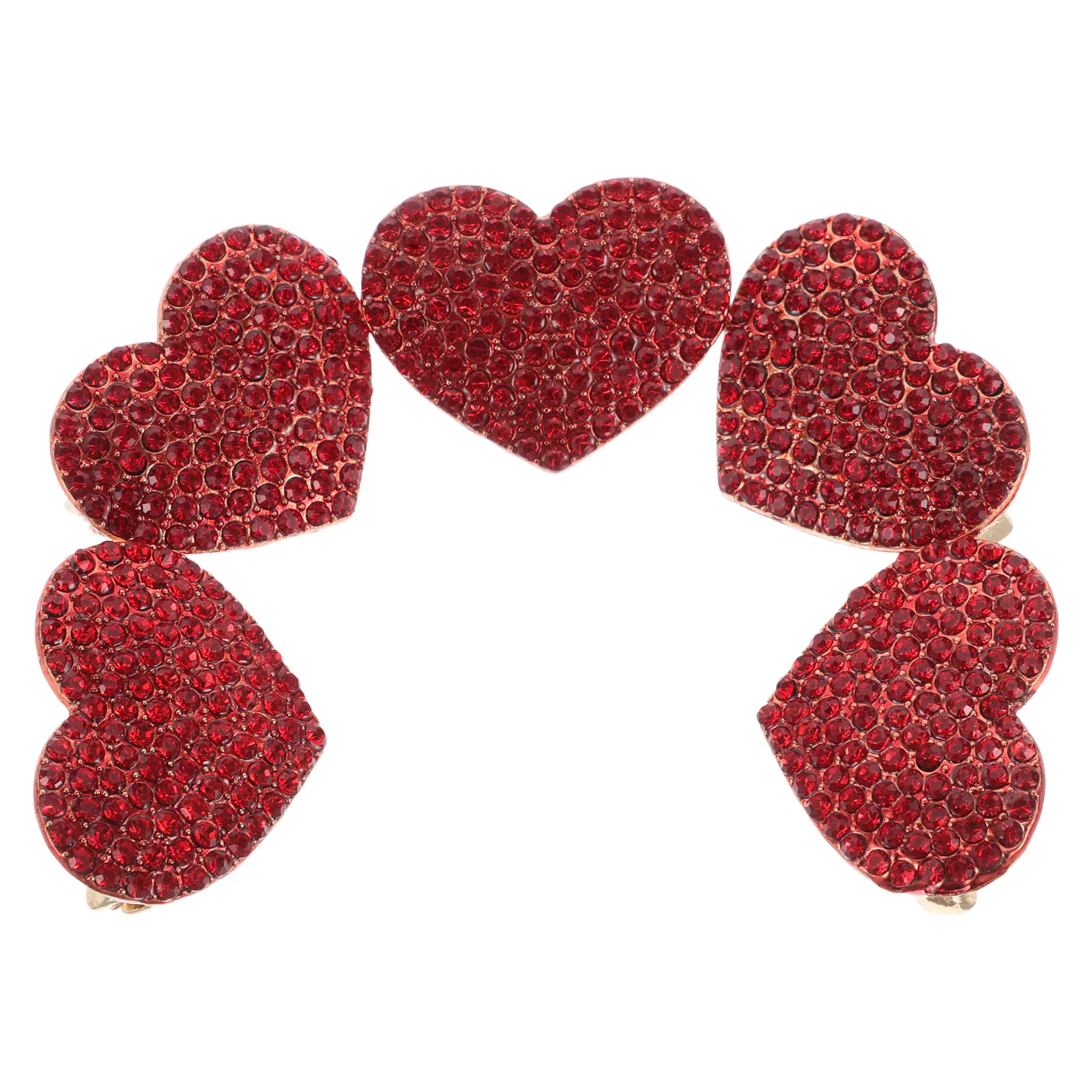 

5pcs Red Love Heart Brooch Pin Rhinestone Crystal Zinc Alloy Antislip Clasp Valentine'S Day Bridal Wedding Jewelry Lapel