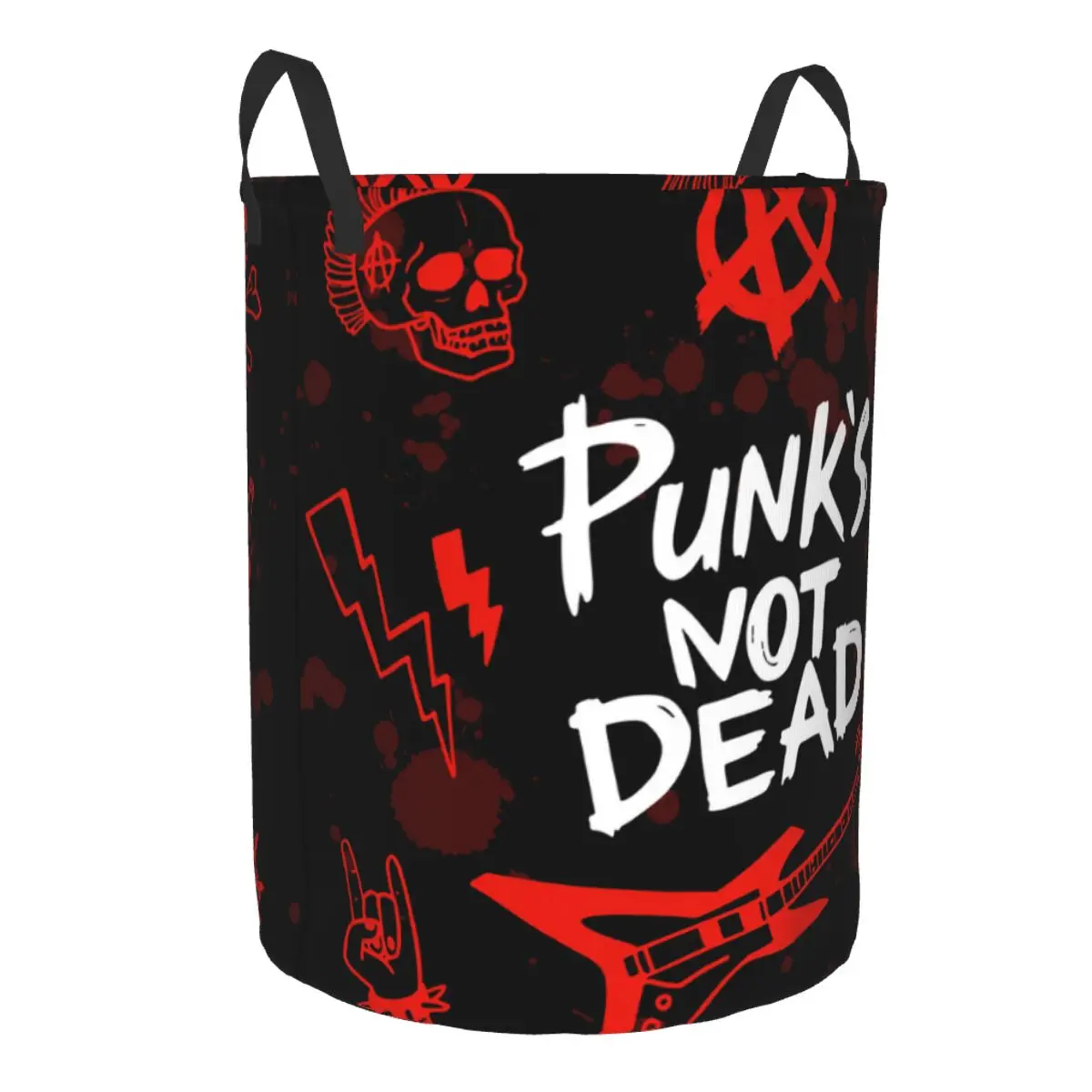 Heavy Metal Punk Rock Music Laundry Basket Collapsible Punks Not Dead Baby Hamper for Nursery Toys Organizer Storage Bins