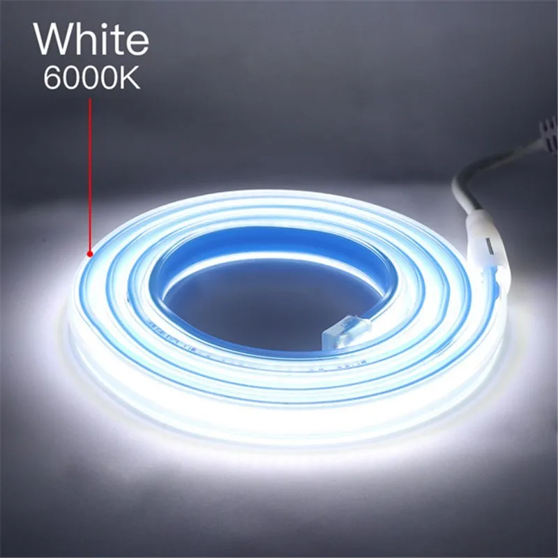 AC 220V COB LED Strip Light 360Leds/m Flexible Silicone Neon Light Waterproof Neon Strip 3000K 6000K with EU/US Power Plug