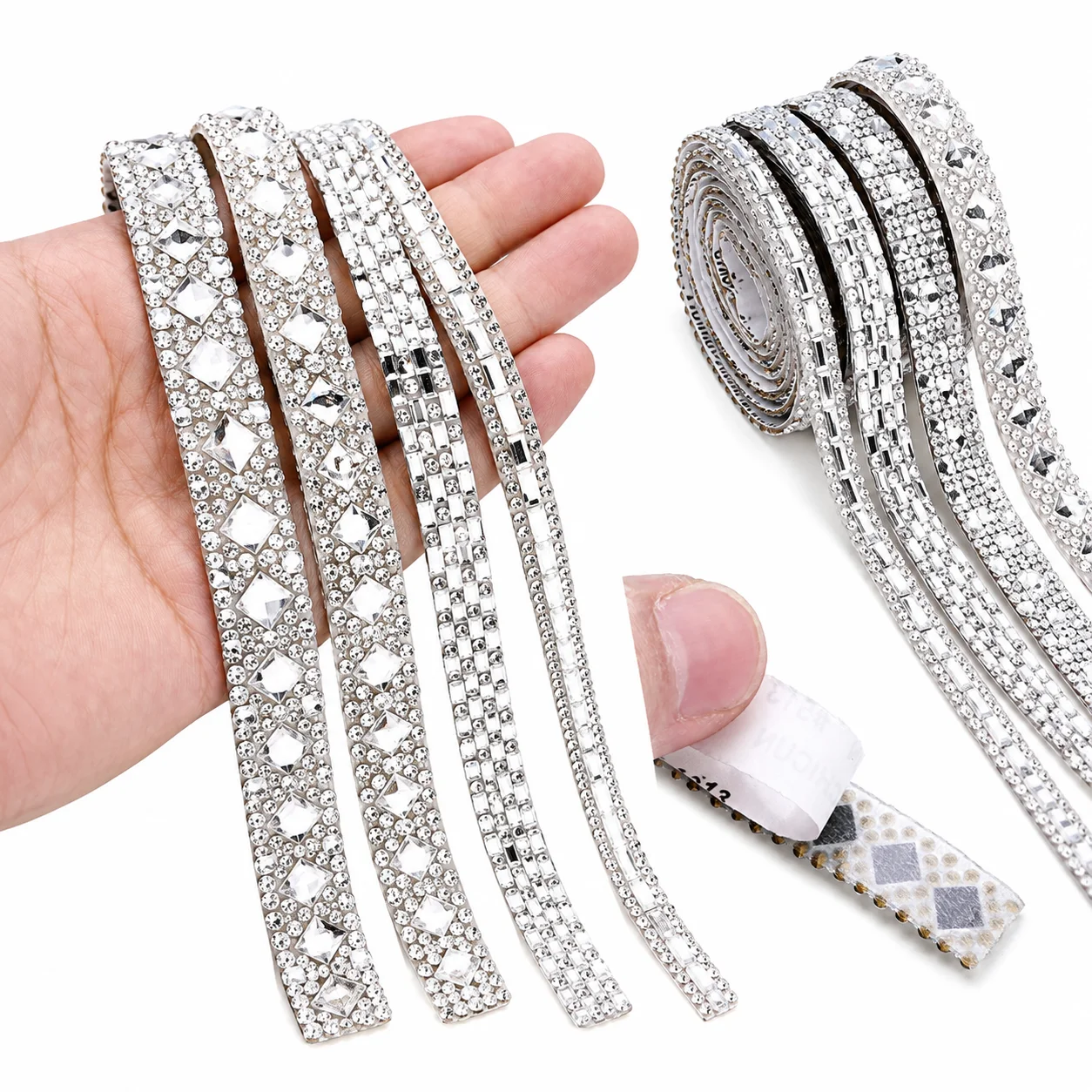 Selbstklebendes Strassband, Kristall-Bling-Klebestreifen für DIY-Bastelarbeiten, Schuhe, Taschen, Hochzeitsdekoration und Auto-Innenausstattung – Detail 6