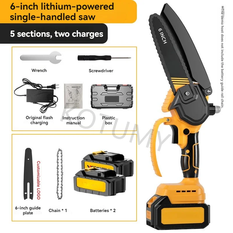 6 Inch Cordless Chainsaw Smooth Sharp Blade Low Vibration For Carpenter Outdoor Timber Logging Field Long Time Sawing Tasks