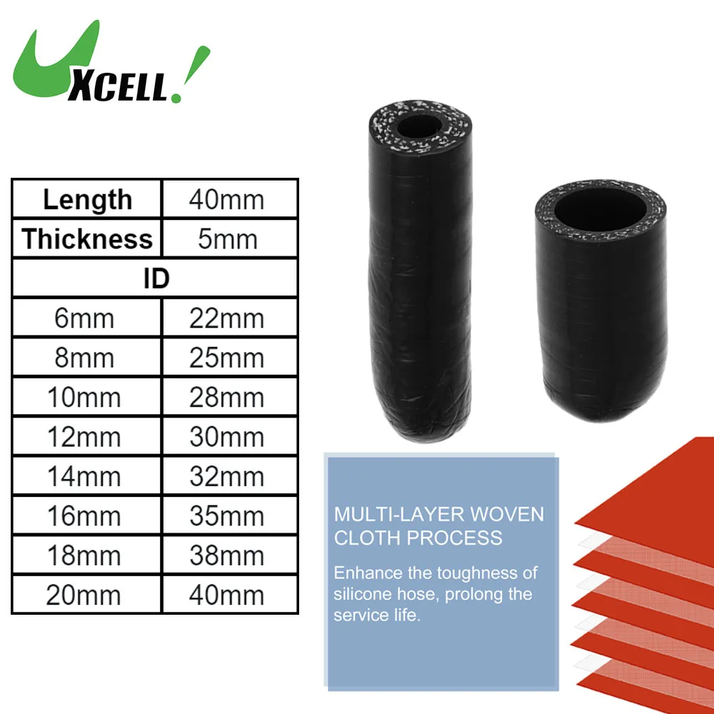 

UXCELL 6/8/10/12/14/16/18/20/22/25/28/30/32/35/38/40 mm ID Car Silicone Hose End Cap Silicone Black Reinforced Blanking Cap
