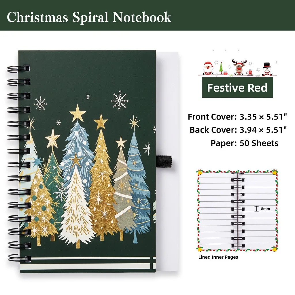 Daily Note Taking Notebook Festive Spiral Bound Notebook Christmas Themed Notebook Lightweight For Party Souvenirs Daily Work