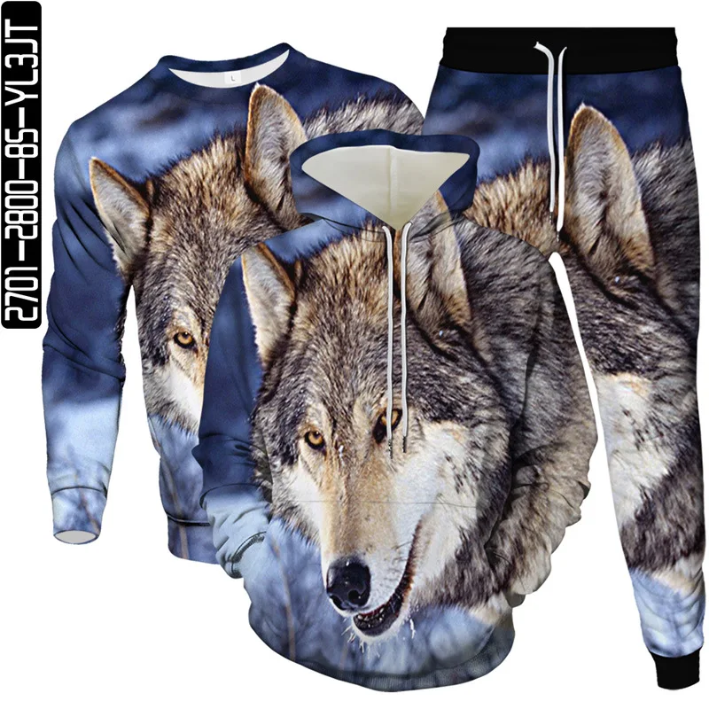 

Harajuku Style Men Tracksuit Animal Wolf Moon 3D Print Outdoor Casual Clothes Suit Women 3Pcs Set Hoodie Sweatshirt Jogging Pant