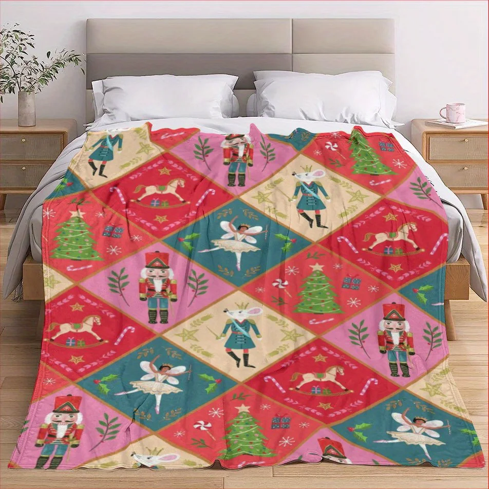 Nutcracker Fantasy Ballet Blanket Reversible Flannel Throw for Holiday Magic AllSeason Comfort Festive Performance Gift