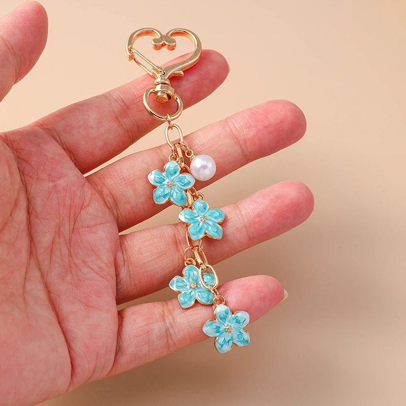 Mode Emaille Bloem Sleutelhanger Voor Autosleutel Souvenir Geschenken Voor Dames Heren Handtas Hanger Sleutelhangers Diy Sieraden Accessoires