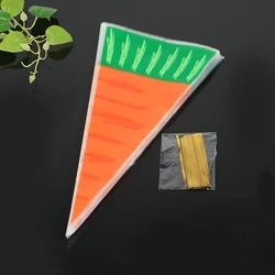10Pcs Easter Carrot Candy Bag Easter Rabbit Gift Bag for Kids Birthday Party Decoration DIY Candy Transprant Plastic Packaging