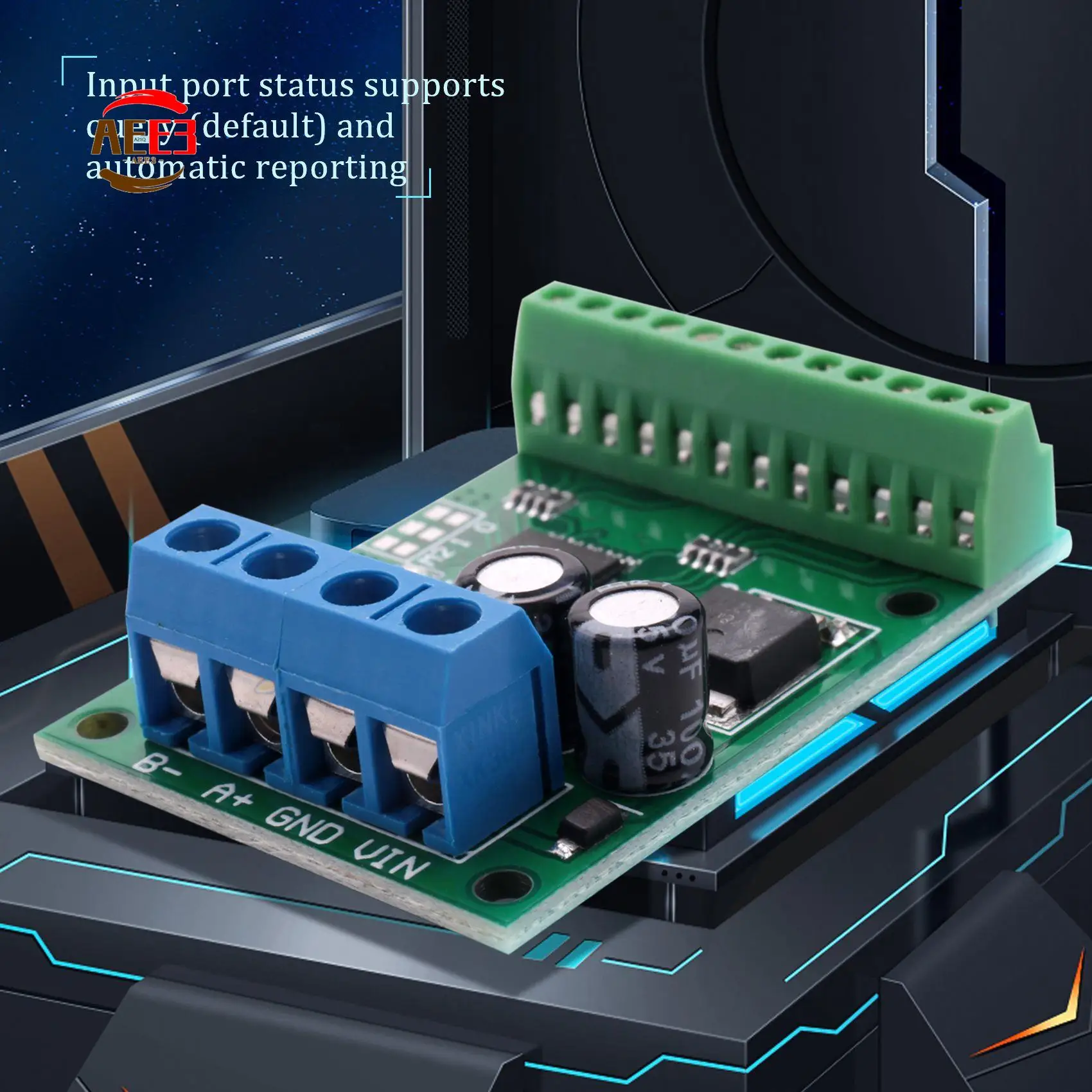 AEE3-8Ch Input/Output Digital Switch TTL Lvttl CMOS RS485 IO Control Module Modbus Rtu Board For PLC Relay