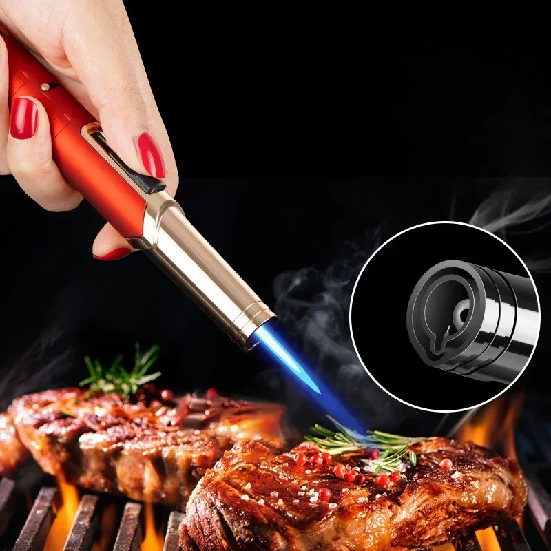 Longue Bande Spray Gun Turbo Blue Flame Gas Lighter Kitchen Cooking Smoking Accessories Windproof BBQ Jewelry Welding Lighters