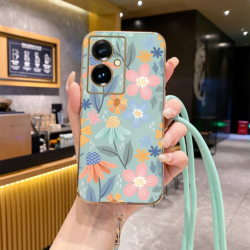 Y78Plus Special Flower Luxury Plating Phone Case For VIVO Y78 Y35 Y35Plus Y85 Y200i Y91 Y93 X100 X100S Y76S Y100 Y77 Y28 Cover