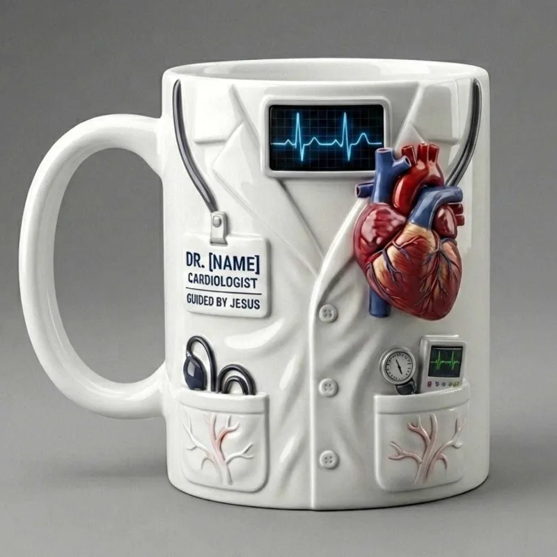 Creative Doctor Clothing Pattern Ceramic Mug Gifts for Colleagues and Friends During Holidays