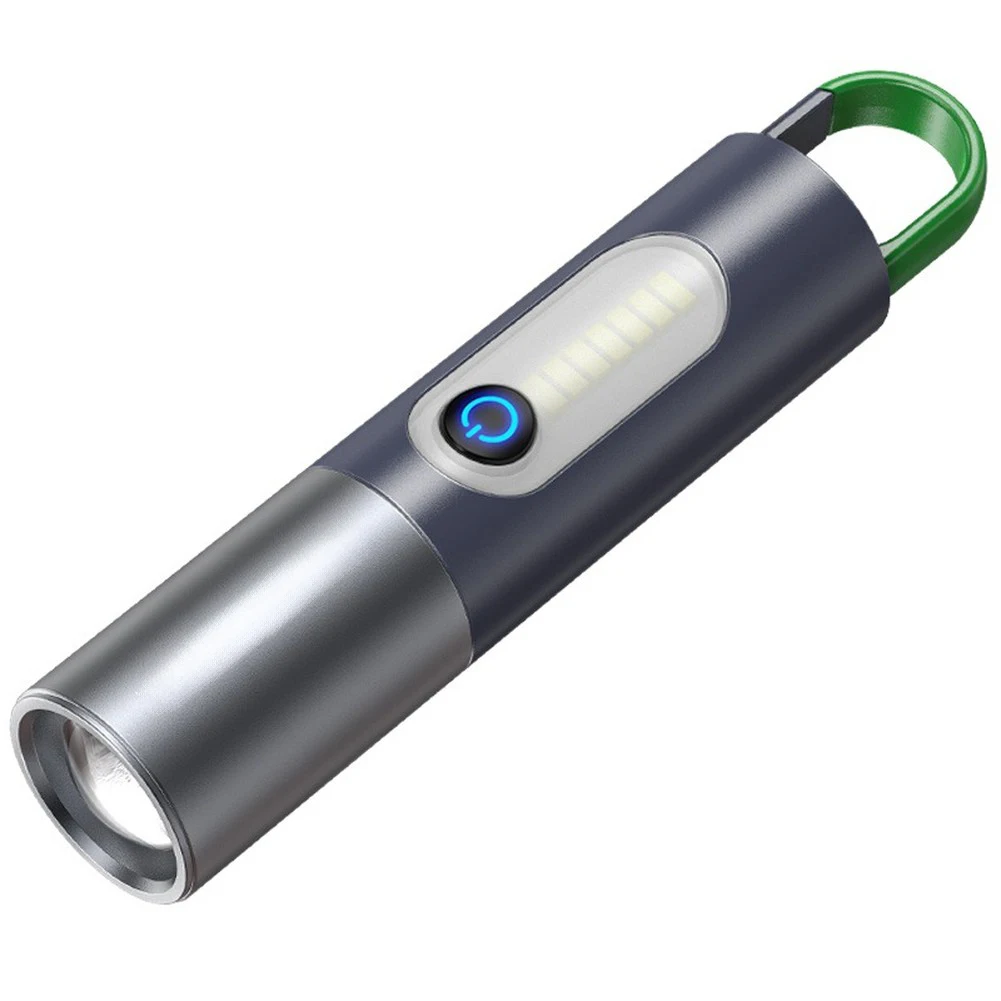 USB Rechargeable Zoom Flashlight for Camping Hiking For outdoor Use with Adjustable Focus 4 Light Modes Flood Spotlight