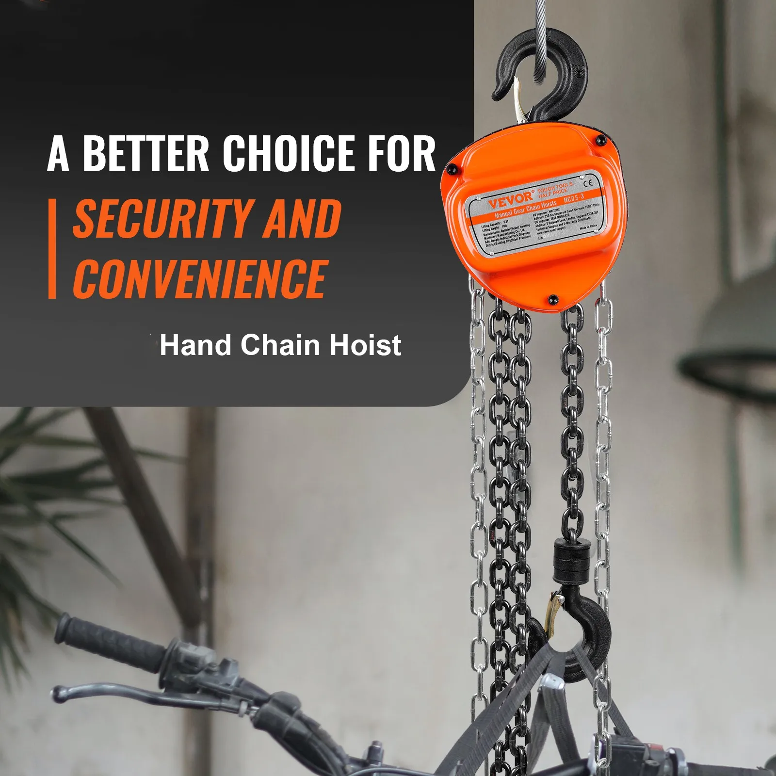 VEVOR Hand Chain Hoist,0.5,1,2,3Ton,G80 Galvanized Carbon Steel with Double-Pawl Brake,Auto Chain Leading & 360° Rotation Hook