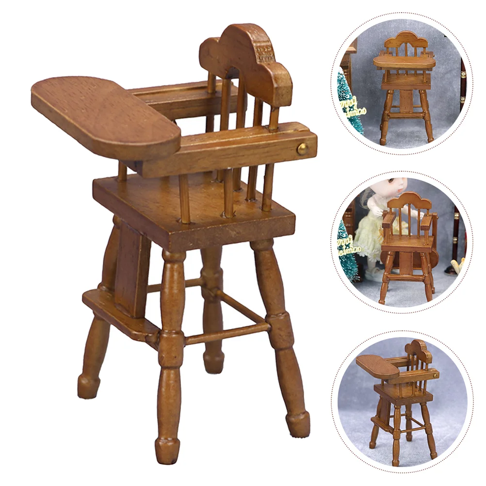 

Chair Wooden Dining High Micro Scene Childrens Toys Dollhouse Supplies Landscape Furniture Mini Decor