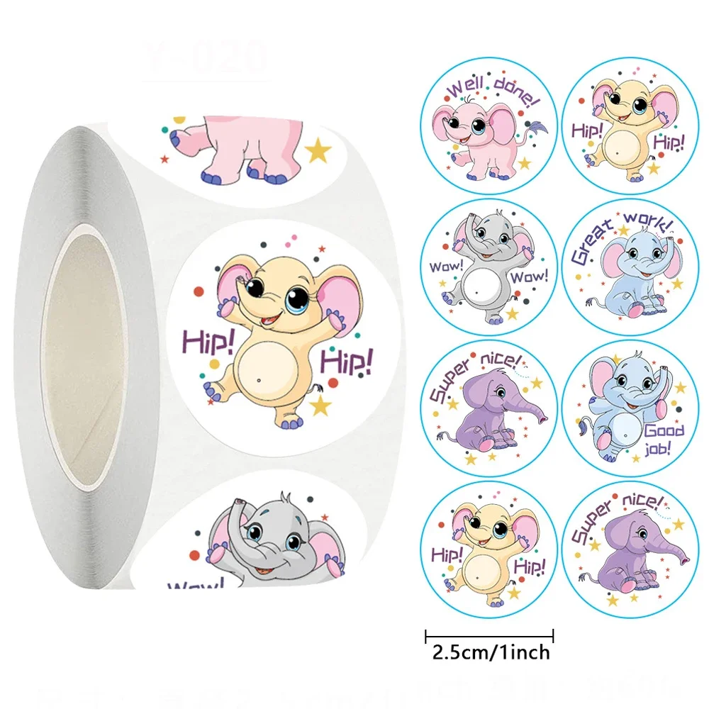 

500Pcs 1inch Cute Reward Stickers Roll for Teacher Encourage Student Work Label Korean Stationery Kawaii Gift Decor Seals Lables