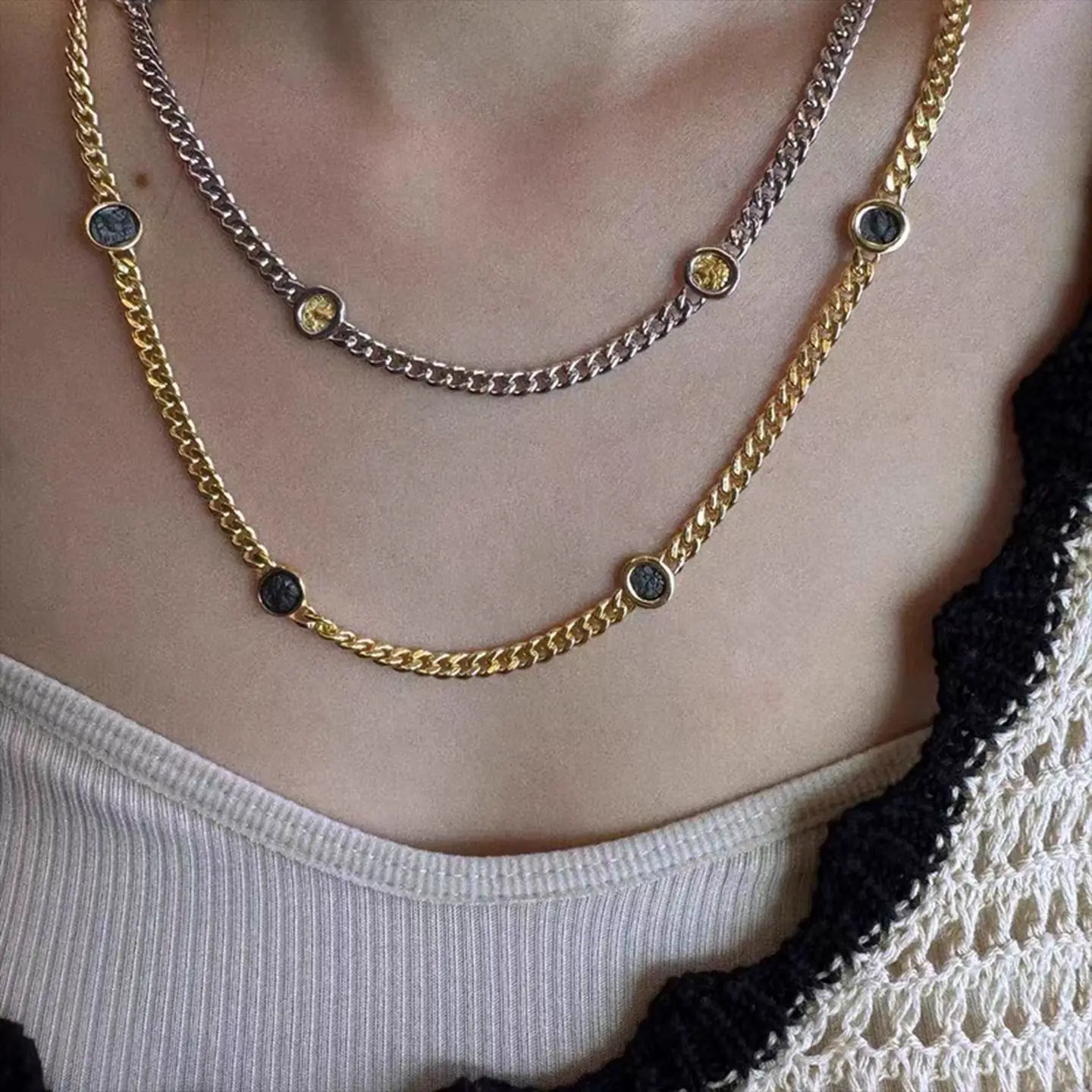 

High Quality Best-selling New Pure Silver Luxury Gold Cuban Chain Necklace for Women