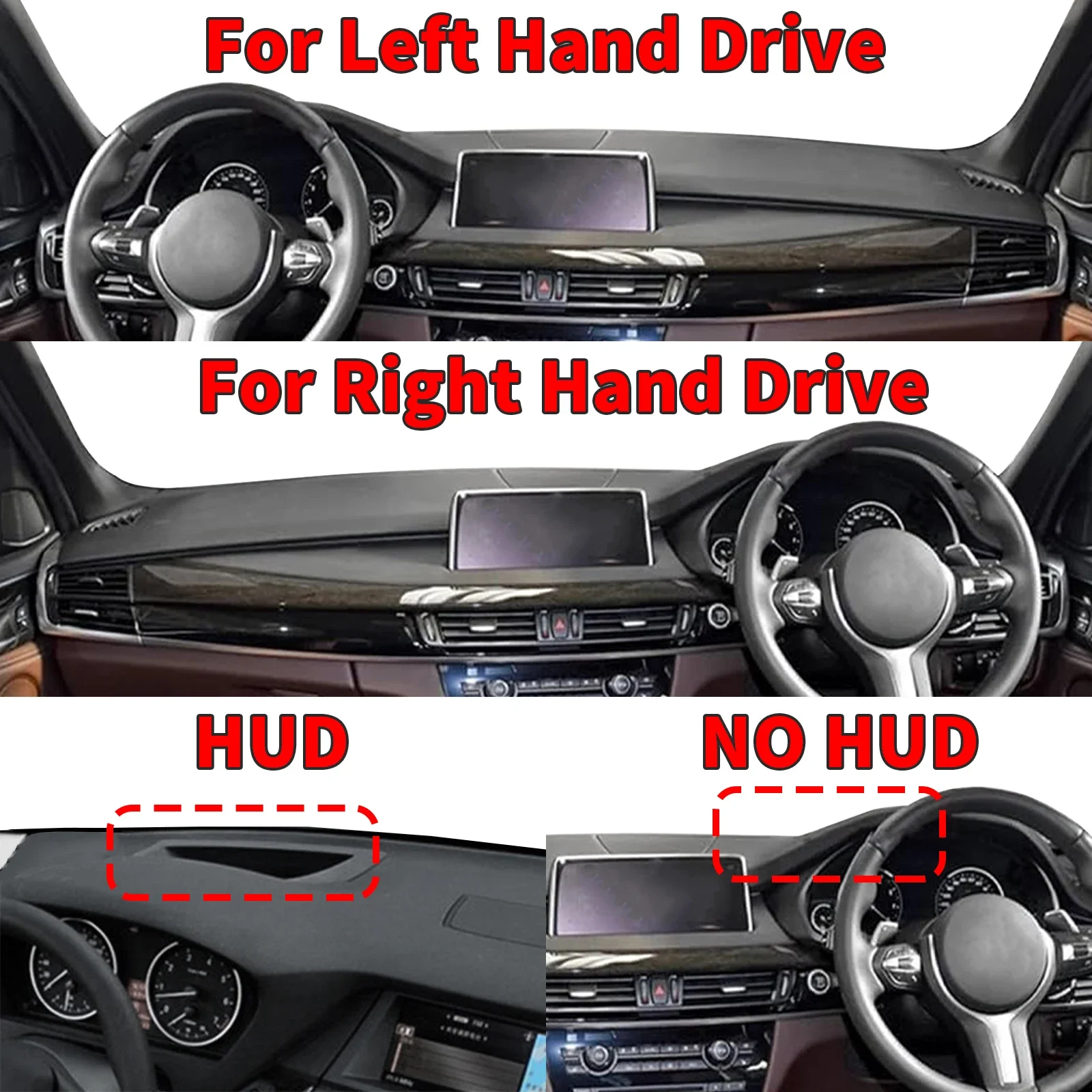for BMW X6 F16 2014-2018 BMW X5 F15 Anti-Glare Dashmat Dashboard Cover Dash Mat Sun Block Anti-UV Non-Slip Car Protector Mat
