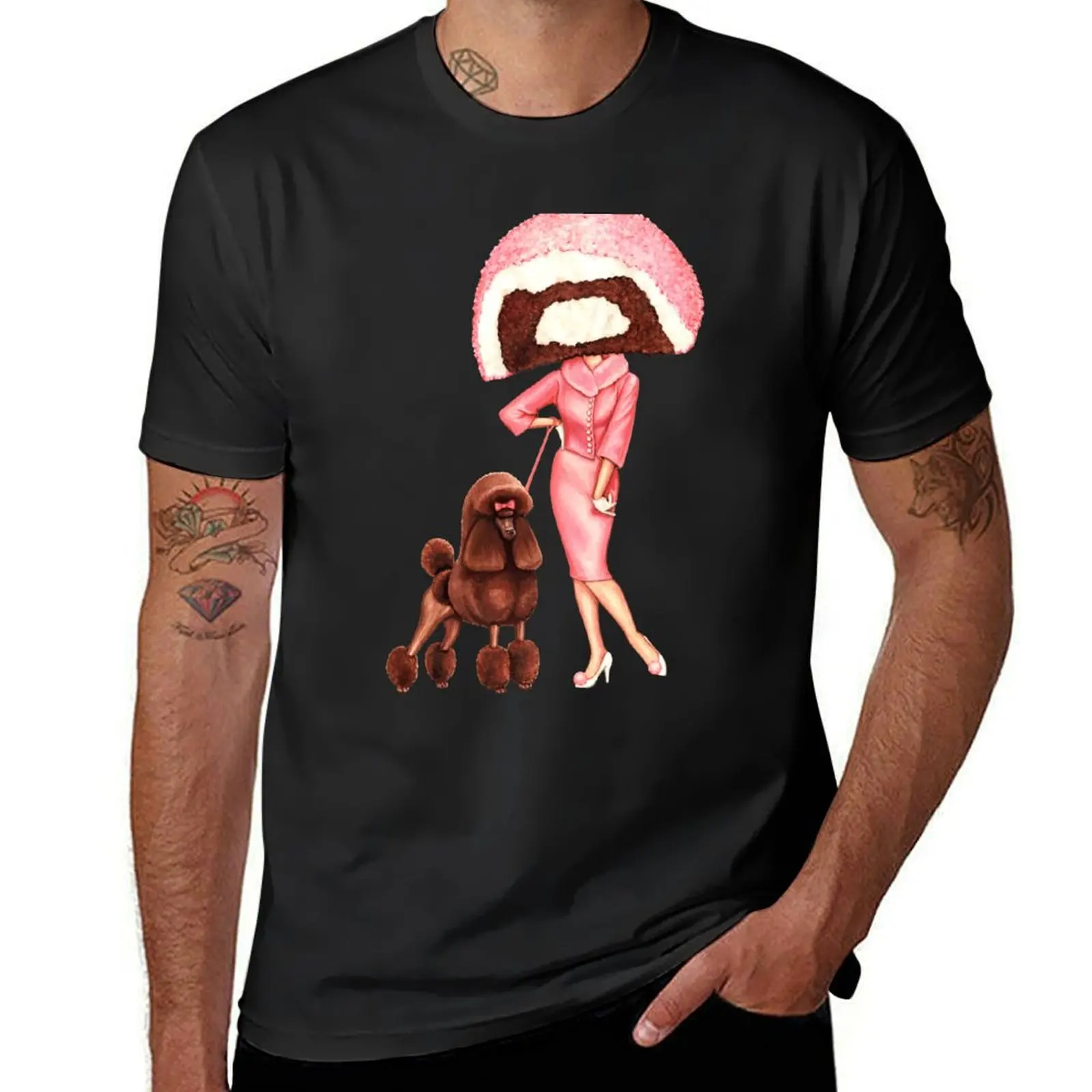 Cake Head: Snow Cake Poodle Pin-Up T-Shirt summer tops quick drying black t-shirts for men