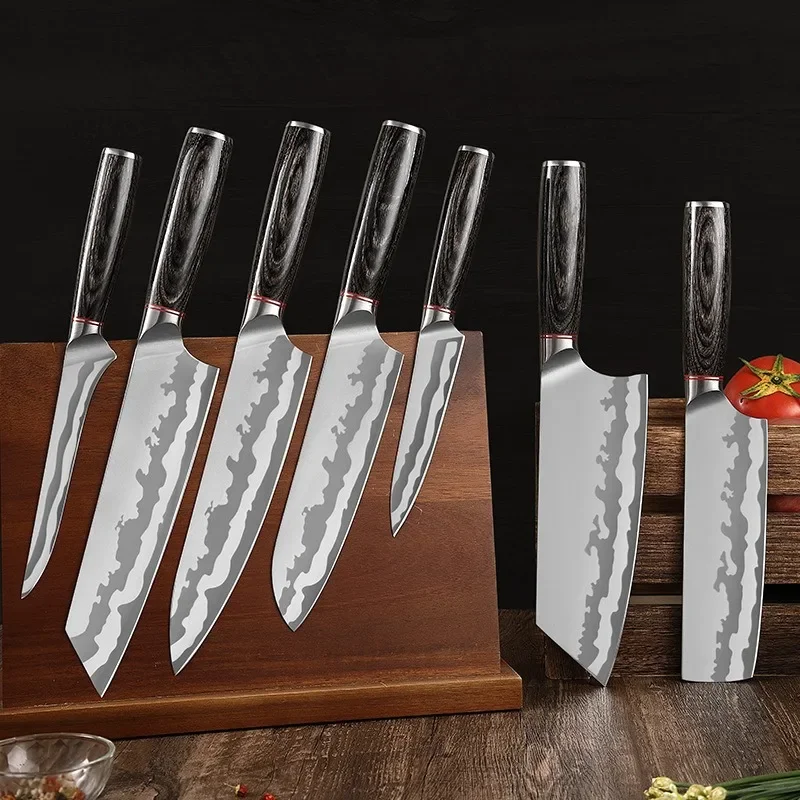 

1-7pc Japanese Knife Set Sharp Kitchen Knives Santoku Cleaver Fish Fillet Utility Chef Cooking Tool Sushi Salmon Slicing Knife