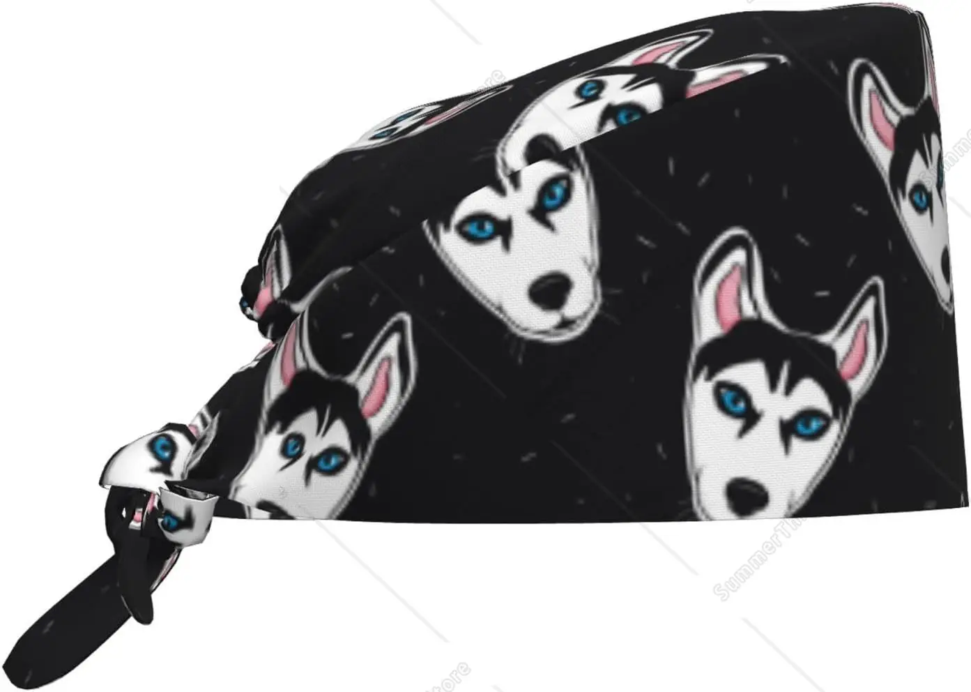 Gorros exfoliantes mujeres hombres lindo dibujo animado Husky divertido trabajo enfermera gorros dentales cola de caballo gorro exfoliante negro