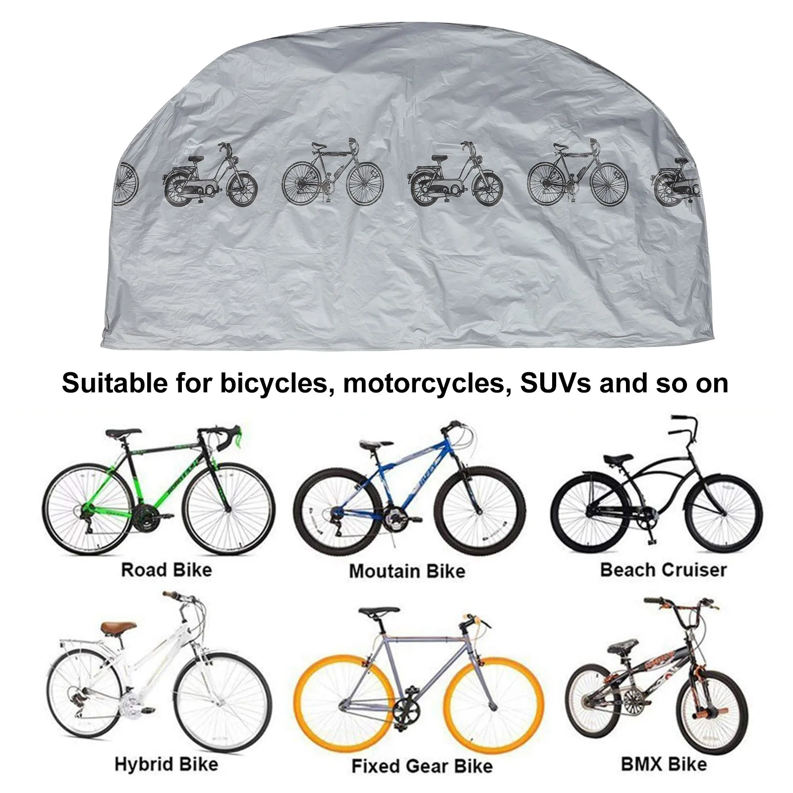 غطاء حماية للدراجة الرمادية مقاوم للغبار للدراجات النارية في الهواء الطلق مقاوم للماء ومقاوم للاهتراء وواقي الدراجة المحمول #6