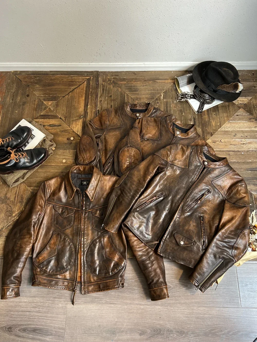 Blunt Razor Super Top Quality Italian Oil Waxed Cowhide Leather Heavily Distressed Venom Vintage Stand Collar Biker Jacket