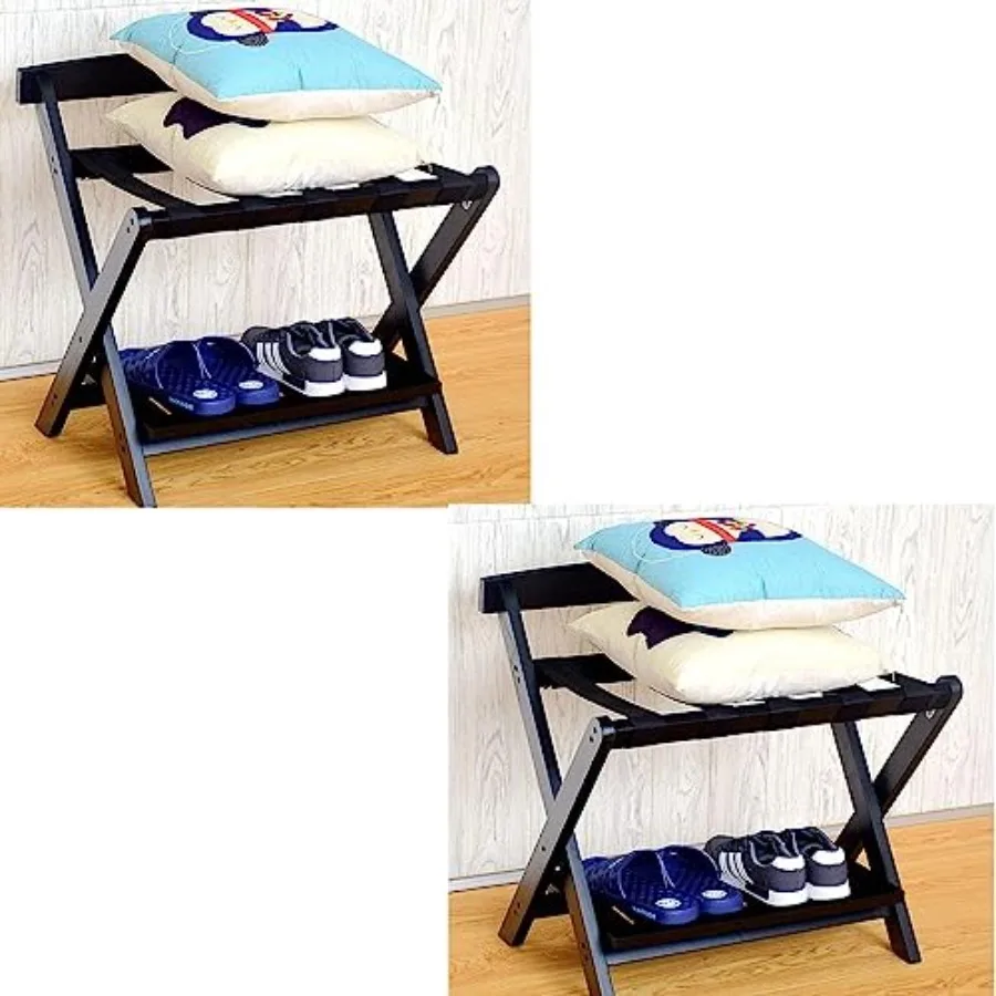 

Foldable Luggage Rack with Backrest Professional Hotel Suitcase Stand for Travelers Guest Room Storage Shelf with Household Han